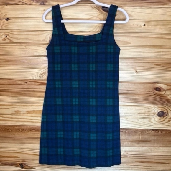 MNG BASICS by mango green & blue Plaid size 4 dress - Picture 5 of 5